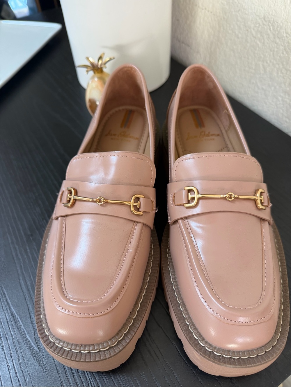 Sam Edelman Leather Loafers with Gold Bit